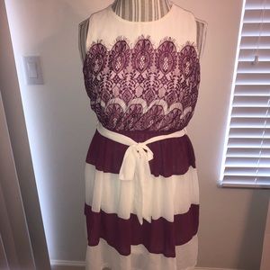 YA Los Angeles maroon and white belt dress!
